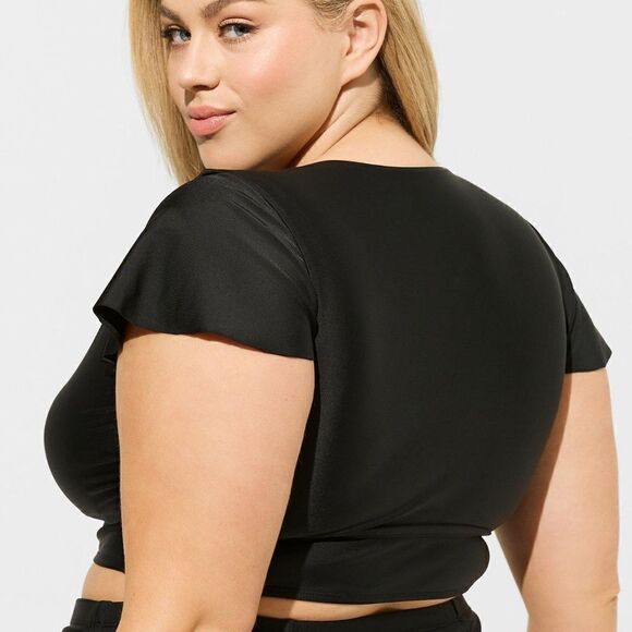 Torrid Wireless Flutter Sleeve Bikini Top Black Size 1 (1X 14-16) - Picture 2 of 8